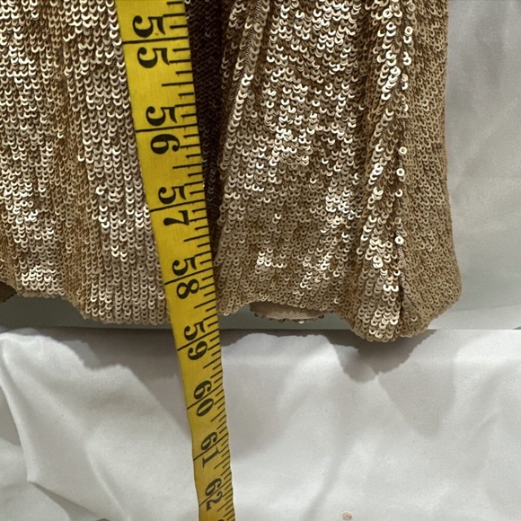 NEW $650 Donna Karan New York [ 4 ] Long Sleeve Stacked Sequin Gown‎ Gold - Picture 6 of 12